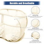 Collapsible Laundry Baskets, Upgrade Pop Up Laundry Hamper with Convenient Bags, Foldable Laundry Basket Mesh Light Weight, Easy to Carry Clothes Hampers for Laundry, Dorm, Toys, Travel Beige - color: Beige