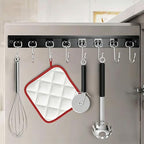 Cociat 2PCS Utensil Racks with 8 Hooks 17 Inch Kitchen Utensil Holders Hanging Utensil Rack Multifunctional (17 inch) - color: BLACK, size: 17 inch & 8 hooks