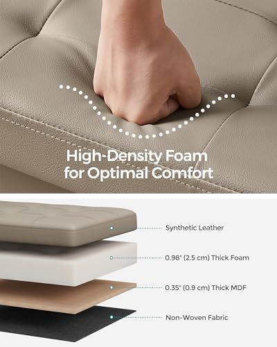 SONGMICS MAZIE Collection - 30 Inches Storage Ottoman Bench with Flipping Lid, Storage Chest Footstool, Load 660 lb, for Entryway, Living Room, Bedroom, Synthetic Leather, Camel Brown ULSF045K03 - color: Camel Brown, size: 15"D x 30"W x 15"H