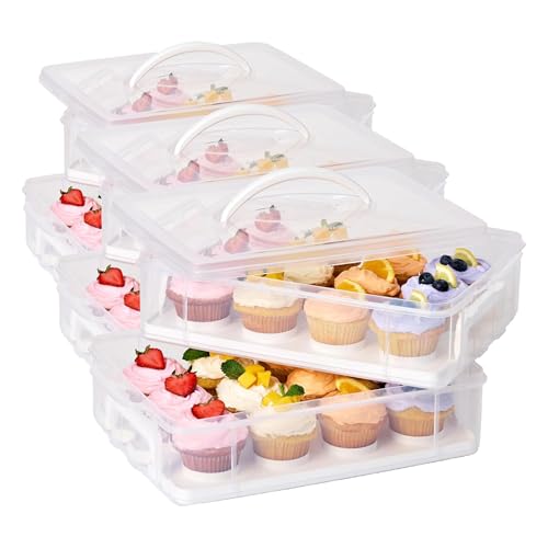 Snapware (2-Layer, 24 Cupcakes Plastic Detachable Cupcake Carrier Storage Container With Lid and Handle, Freezer Dishwasher Microwave Safe (Pack of 3) - size: 14.25" L x 10.5" W (Pack of 3)