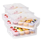 Snapware (2-Layer, 24 Cupcakes Plastic Detachable Cupcake Carrier Storage Container With Lid and Handle, Freezer Dishwasher Microwave Safe (Pack of 3) - size: 14.25" L x 10.5" W (Pack of 3)