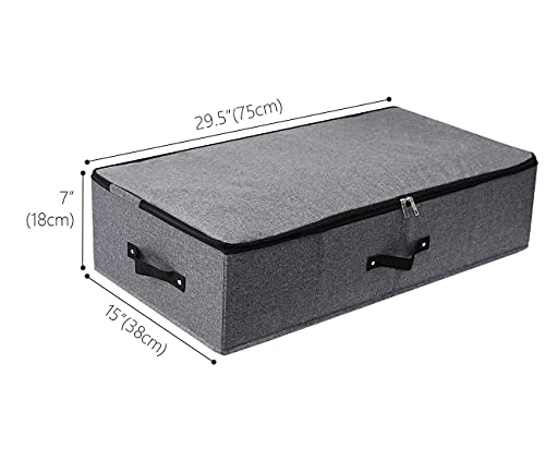AMJ Foldable Under Bed Storage Basket Container [2 Pack] with Durable Fabric for Clothes, Shoes,Toys, Blanket, Comforter Organizers Bins, Black Grey - color: Black Gray, 2PCS