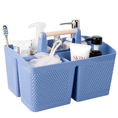 rejomiik Portable Shower Caddy Basket Plastic Cleaning Caddy Organizer Storage Tote with Handle for Bathroom, College, Dorm Room Essentials, Dark Blue - color: Dark Blue