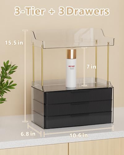 Anylady Bathroom Organizers and Storage, Makeup Organizer (Sturdy Durable Attractive), Ideal for Vanity, Countertop, Counter, Perfume, Skincare, Cabinet, Cosmetic, Dresser Organizer (deep black) - color: Deep Black