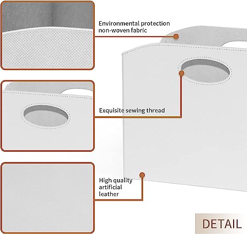 EZDeco Magazine Holder Foldable Magazine Rack Floor PU Leather File Holder Newspaper Book Storage Magazine Basket Document File Folder Organizer for Office Home (White-2) - color: White-2