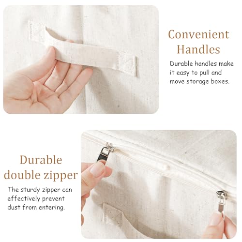 Underbed Storage Box with Lid, Foldable Clothes Organizers, Fabric Bins for Organizing Clothes, Shoes, Blankets, Pillows, 17.7x13.7x9.8Inches, Beige, 2 Pack - color: Beige, size: 17.7x13.7x9.8in(2 Pack)