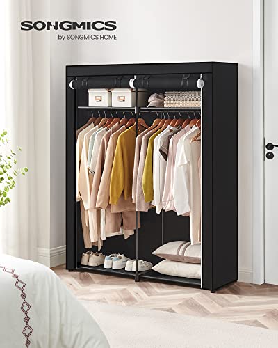 SONGMICS Closet Wardrobe, Portable Closet for Bedroom, Clothes Rail with Non-Woven Fabric Cover, Clothes Storage Organizer, 55.1 x 16.9 x 68.5 Inches, Black URYG02BK - color: Black
