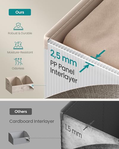 SONGMICS Set of 6 Storage Baskets, Foldable Storage Bins, Fabric Boxes, 15.7 x 11.8 x 7.9 Inches, Closet Storage Organizers, 3 Handles, for Bedroom, Living Room, Summer Sand URFB0140K01 - color: Summer Sand