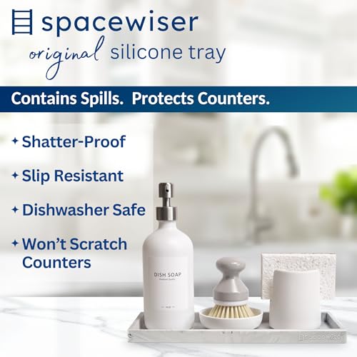 Spacewiser Countertop and Vanity Tray - 2 PC Large 11.7" Silicone Bathroom Trays, Counter Organizer, Dish Soap Sponge Holder Kitchen Sink Tray Organizer, Sink Caddy Toothbrush Key Kitchen Soap Trays - color: Marble Design, size: 2 PC Large - 11.7”