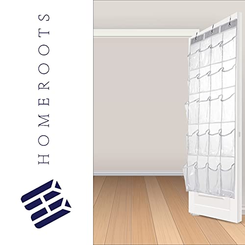 HomeRoots 2 Pack Minimalist Clear Over the Door Pantry Organizer, 20 Pockets