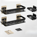 4-Pack Adhesive Shower Caddy with Soap Holder – Rustproof Aluminum Black Shower Shelves & Towel Bar, No Drill Bathroom Organizers and Storage, Anti-Tip Shower Rack for Inside Shower - size: 4-Pack
