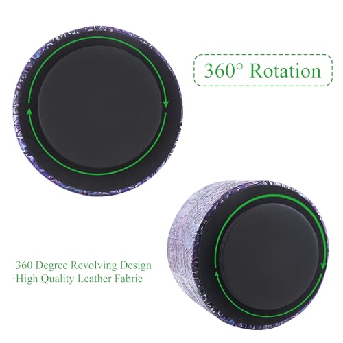 Round Leather Art Supply Organizer,Remote Control Holder,360 Degree Spinning,Multi-Functional Pencil Holder,4 Compartments Desktop Stationary Organizer(1-Rich Flower Purple) - color: 1-Rich Flower Purple