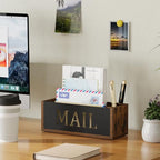 YINMIT Desk Mail Organizer, Wall Mount Mail Holder with 2 Slots, Mail Holder for Desk, Desk Mail Basket, Mail Organizer Countertop, Envelope Holder - color: Rustic Brown - Style B