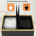 efluky Laundry Hamper with Lid, Double Laundry Hamper with 2 Removable Bags, 2 Section Laundry Basket with Bamboo Handles for Bathroom, Bedroom & Laundry Room, 140L (36.9 Gallon) Black - color: Black, size: 140L Dual