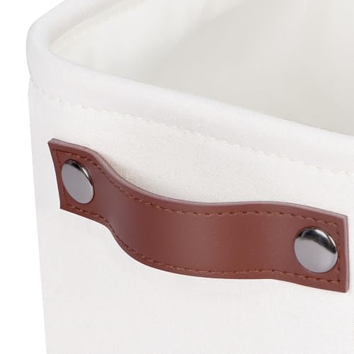 Kntiwiwo Small Fabric Storage Bins, 7.8x6.7x5.9 inch Mini Storage Cubes 4-Pack Storage Basket for Makeup Collapsible Fabric Storage Organizer with Handles, Decorative Basket for Desk, Shelves, White - color: White, size: 7.9" x 6.7" x 6"