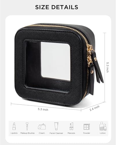 LETGO Clear Makeup Bags Small, Small Makeup Bag for Purse,Mini Clear Makeup Pouch Purse Organizer Fit Carry-on Travel Essentials,Cute Cosmetic Bags Car Accessories for Women (Mini-Black) - color: 0-Mini-Black