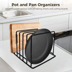 Homaisson Kitchen Pan Organizer Pot Rack 2 Pack,5-Slot Holder for Thin Pans Baking Trays and Cutting Boards for Kitchen Countertop Cabinet Storage