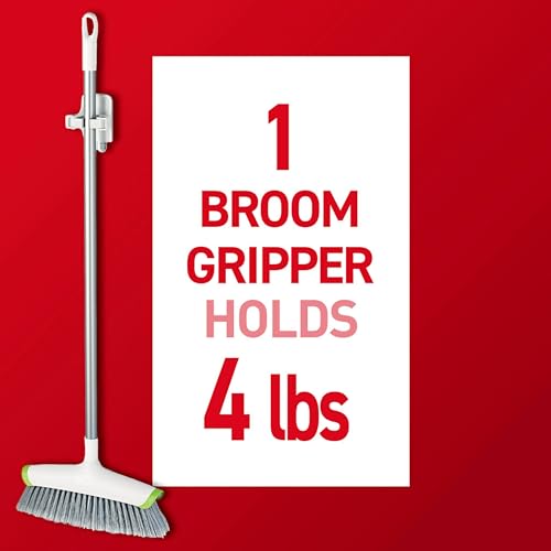 Command Broom Grippers, 3 Hangers and 6 Strips, Damage-Free Mop and Broom Holder Wall Mount, Household Cleaning Tool Organizer for Kitchen, Laundry Room, Closet, Holds up to 4 lb - size: Large