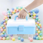 11(in) Versatile Three-Layer Folding Organizer Box,Ideal for Art & Crafts,Toys,Sewing Supplies,Jewelry and Tools,Storage with Dual Trays,Elegant Blue - color: Blue