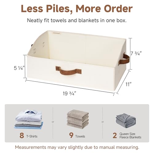 StorageWorks Closet Organizers and Storage, Trapezoid Storage Bins, Fabric Clothes Closet Bins, Storage Baskets for Shelves, Toys, Towels, Large, Ivory White, 3-Pack - color: Ivory White, size: Large