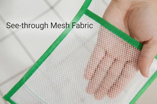 ALYER Narrow Mesh Fabric Shower Caddy Organizer with Hanger,Hanging Mesh Pockets for Shampoo, Conditioner, Soap and Body Wash (Green) - color: Green-hanger