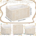 Kathfly Beige Rabbit Storage Baskets Easter Bunny Laundry Basket Plush Faux Fur Jacquard Design with Handles Waterproof Storage Bins Fabric Shelf Baskets for Easter Party Decorations - style: Beige Rabbit