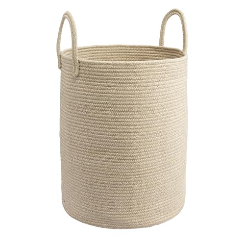 Woven Cotton Rope Laundry basket-15”X20” Laundry Hamper-Rope Storage Basket for Dirty Clothes, Toys and Blankets Perfect for Bathroom, Baby nursery and Living Room Storage (oatmeal) - color: oatmeal, size: regular