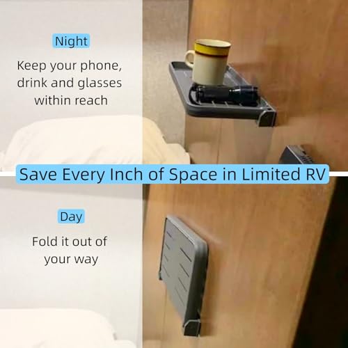RV Aluminum Foldable Shelf - Wall-Mounted Folding RV Shelves - Compact Camper Trailer Accessories & Space-Saver 12.2x5.5 Inch - size: 1 Pack