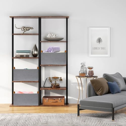 SNWDN 4 Pack Closet Cloth Storage Bins for Shelves,Large Storage Baskets for Shelves,Fabric Bins for Closet organization with Handles（Grey 17''L x 12''W x 10''H） - color: Grey, size: Large（4 pack 17''L x 12''W x 10''H）