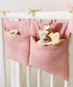 Baby Bedside Hanging Bags Storage Organizer Milk Bottle Toy Crib Baby Nappy-Bag Bed-Bunk Organizing Bag - color: White