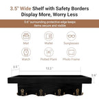 Key Holder for Wall with Shelf, Decorative Wave Design Mail Organizer Wall Mounted with 4 Double Hooks for Keys, Coats, Dog Leash, Wooden Key Rack for Entryway, Hallway, Home Decor (Black)