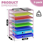 Simple Trending 2 Pack 8 Tier Letter Tray Paper - Mesh Desk File Organizer for Office School Desktop, Pink - color: 2 Pack 8 Tier Pink-Mesh Desk