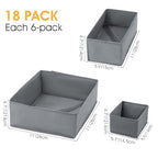 18 Pack Dresser Organizer Bins for Clothes Drawer Organizer Clothes, Underwear Bra Sock Organizers Fabric Closet Organization and Storage Dividers for Nursery Bedroom Dorm Grey