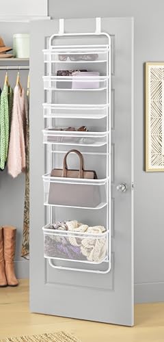 Whitmor Over The Door Organizer - 6 Sections - Pantry, Bathroom, Accessory Organizer - Metal and Mesh - White - color: White, size: Accessory Organizer