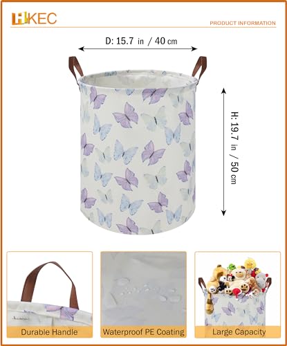 19.7" Butterfly Laundry Basket,Kids Dirty Clothes Hamper,Waterproof Toys Storage Bin,Room Decor,Gift Baskets,Baby Nursery Hamper(Blue & Purple Butterfly) - color: Blue & Purple Butterfly