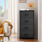 YITAHOME Storage Tower with 4 Drawers - Fabric Dresser, Organizer Unit for Bedroom, Living Room, Closets - Sturdy Steel Frame, Easy Pull Fabric Bins & Wooden Top - color: Cool Black, style: 4-Drawer