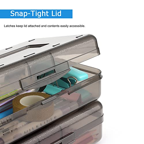 Tamaki 1 Pack Plastic Pencil Box Large Capacity Pencil Boxes Clear Boxes with Snap-tight Lid Stackable Design and Stylish Office Supplies Storage Organizer Box, Black - color: Black