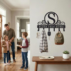 Personalized Metal Monogram Key Holder Wall Mount, Custom Letter Metal Key Holder for Wall Key Hooks Coat Rack, Perfect for Bathroom, Living Room, Kitchen - style: S