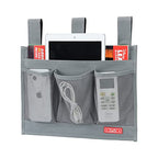 Zafit Hanging Bedside Caddy, Bedside Storage Organizer for Magazine, Phone, Remote control (Classic 4 Pockets-Grey)