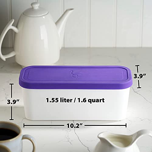 Set of 2 Reusable Ice Cream Tub Containers 1.6 Quart Ea. - Perfect for Homemade Sorbet, Frozen Yogurt Or Gelato - Stackable Storage Containers, Stickers And Lids Stores Easily In Freezer