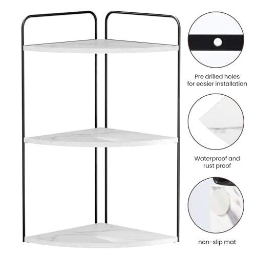 Forest Angle Bathroom Counter Organizer,Countertop Organizer,Vanity Organizers,Bathroom Storage,Bathroom Sink Caddy,Counter Shelf,Corner Counter,Corner Shelves(Black-White Marble) - color: Black-white Marble 3 Tier