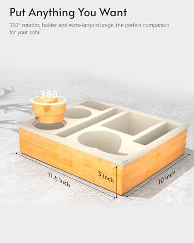 Couch Cup Holder Tray - Couch Organizer Caddy, Silicone Beach Caddy with Cup Holder, Sofa and Bed Drink Holder and Couch Tray Table for Snacks Beverage Remote (Beige) - color: Beige