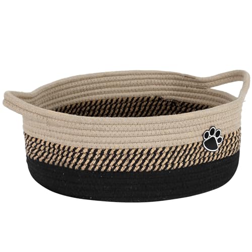 Optish Dog Toy Easter Basket, Toy Box and Bin for Dog Cat Storage, 13.5" X 11" X 5" Small Woven Rope Basket for Baby Storage, Closet, Living Room, Brown & Black - color: Black-Brown, size: 13.5"L x 11"W x 5"H (15L)