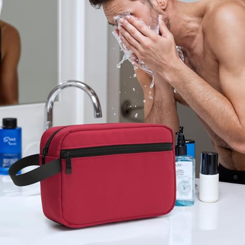 Travel Toiletry Bag, Small Cosmetic Bag, Hanging Water-Resistant Organizer for Men & Women, Ideal for Makeup, Shaving Kit, Gym Essentials & Travel Accessories (Burgundy) - color: Burgundy