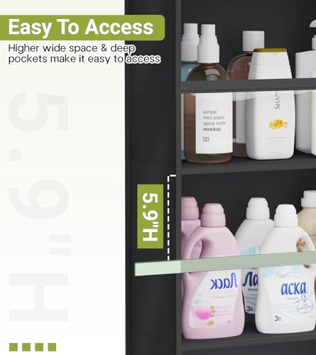AOODA 2 Pack Over the Door Organizer, Large Capacity Closet Door Hanging Organizer, Clear Deep Pockets Baby Storage for Nursery, Bathroom, Bedroom, Pantry, Diapers (Black) - color: Pure Black, size: 2 Packs