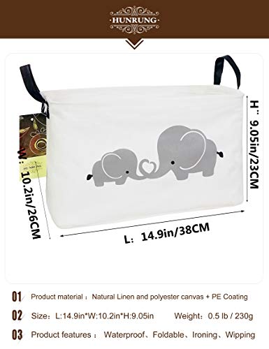 HUNRUNG Rectangle Storage Basket Cute Canvas Organizer Bin for Pet/Children Toys, Books, Clothes Perfect for Rooms/Playroom(Elephant) - color: Elephant