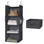 MAX Houser 4-Shelf Hanging Closet Organizer, Space Saver, Cloth Hanging Shelves with 2 Side Pockets, Foldable (Grey) - color: Grey-2