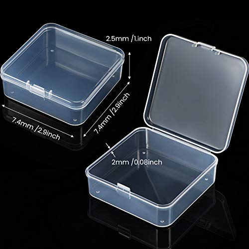 48 Packs Clear Small Plastic Containers Transparent Storage Box with Hinged Lid for Small Items Crafts Jewelry (2.9 x 2.9 x 1 Inches) - size: 2.9 x 2.9 x 1 in