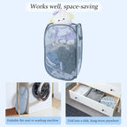 Upgraded 100L Extra Large Collapsible Laundry Baskets, 2 Pack XL Mesh Pop Up Laundry Hamper with Handles, Portable Travel Laundry Basket, Foldable Hamper. Grey. 2V - color: Grey, size: 2-Pack Vertical