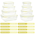 Vtopmart 8 Pack Glass Food Storage Containers with Airtight Lids, Glass Meal Prep Containers, Lunch Office Meal for Microwave, Oven, Freezer and Dishwasher, BPA Free - color: Yellow
